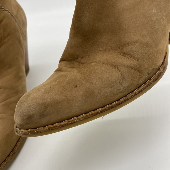 Stuart Weitzman Russell Bromley Nubuck Ankle Booties Heeled Boots Tan Womens 9 - Picture 14 of 16